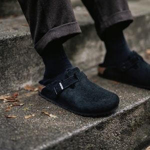 Birkenstock Boston, black suede